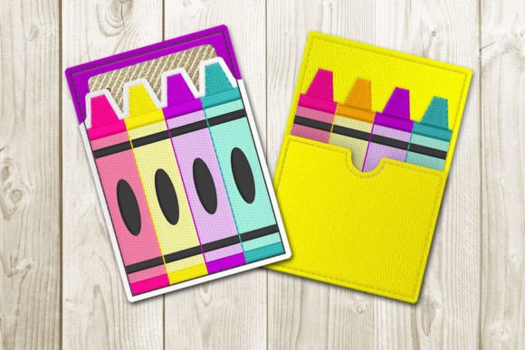 4 Crayons Gift Card Holder ITH Applique for Etsy Sellers